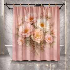 Stylish Bathroom Decor Chic Pink Floral Shower Curtain 72x72 Polyester