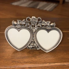 Silver Double Picture Frame Heart Shaped  From Hallmark 