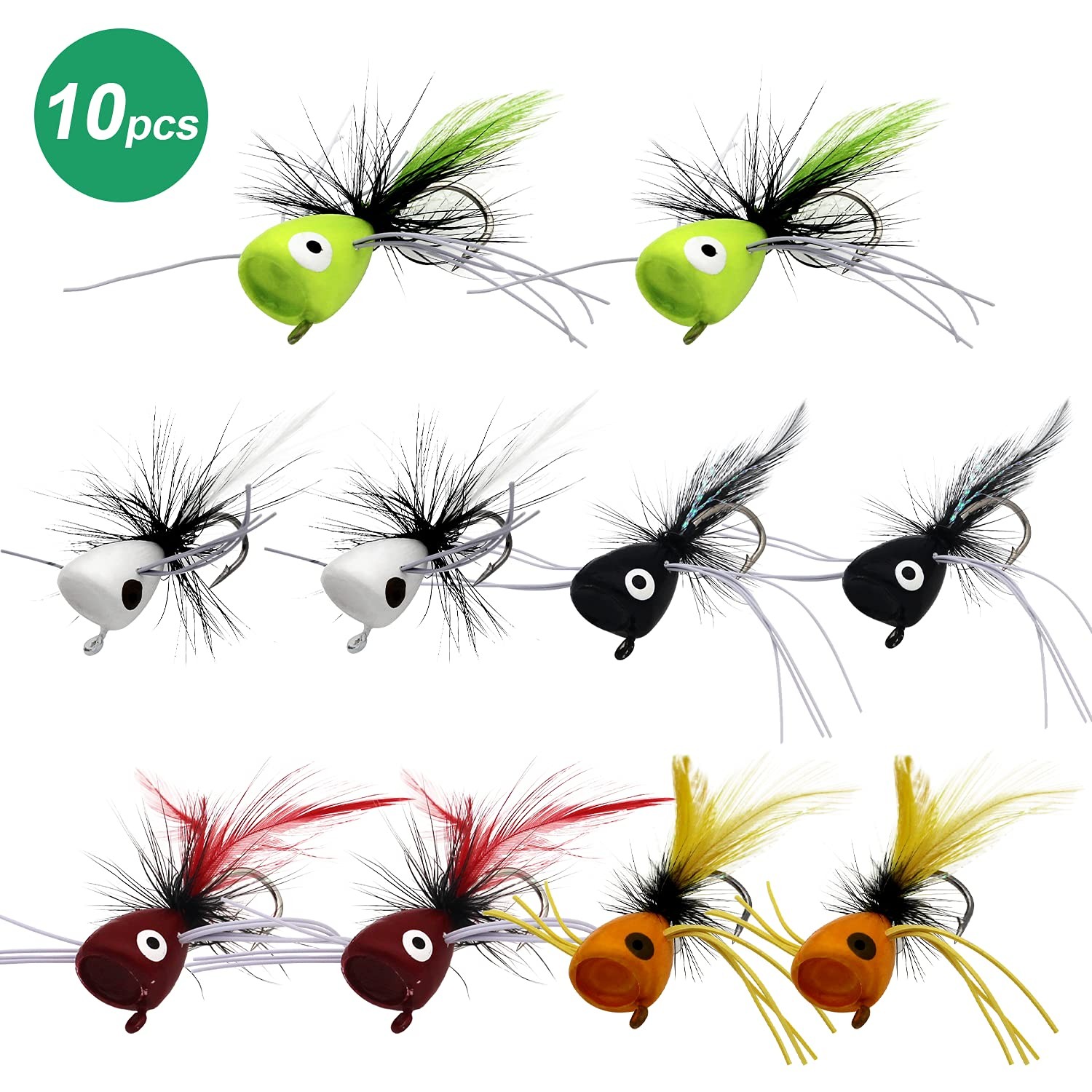 Fly Fishing Poppers, Topwater Fishing Lures Bass Crappie Bluegill Sunfish Pan - Image 2