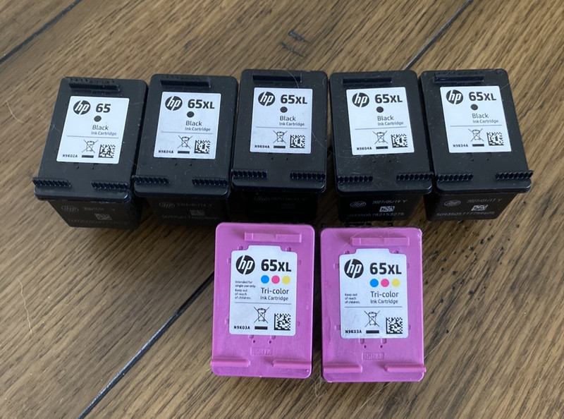 HP 65 XL black and color empty virgin refillable ink cartridges lot it 7