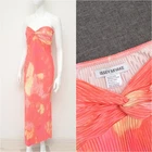 Issey Miyake Pleated Strapless Maxi Dress Pink Tie Dye Made in Japan Size 4,~S-M