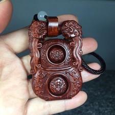 Indian Red Sandalwood Tiger Pendant Car Hanging Wood Carving Fortune Talisman