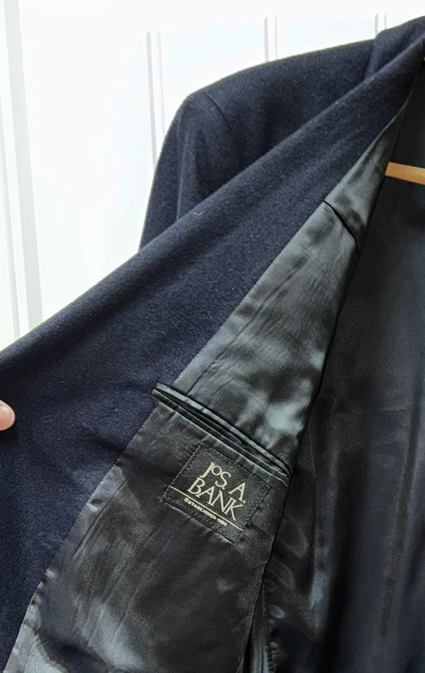 LN MENS 46 REGULAR JOS. A. BANK 100% CASHMERE BLAZER JACKET NAVY BLUE - Image 3 of 4
