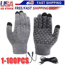 Heated Gloves Electric Rechargeable Battery Hand Warm Windproof Thermal Winter