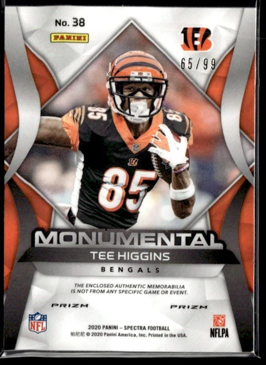 L25,226 - 2020 Panini Spectra Monumental Memorabilia #38 Tee Higgins /99 Jersey - Image 2 of 2