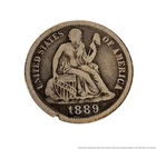 1889 Seated Liberty One Dime United States Coin No Arrows 10 Cents Collection