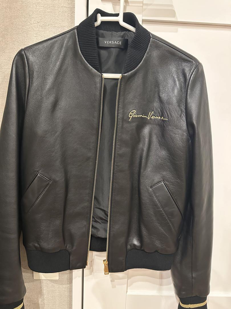 専用VERSACE Leather Raiders Jacket Versace rider jacket genuine leather, size 38, dark brown
