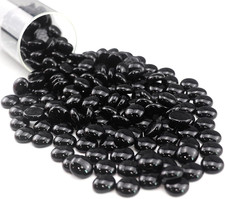 0.96 LB Black Flat Glass Beads Marbles 0.65-0.75 Inch Smooth Stone Pebbles for A