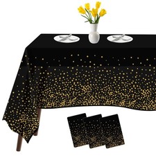 Tablecloths for Rectangle Tables, 3 Pack 54" x 108" Plastic Table Cloth Dispo...