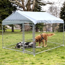 Large Dog Kennel Outdoor with Roof Heavy Duty Dog Enclosure Outside Pet Fence US
