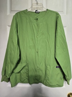 Cherokee scrub jacket Size M-Green Snap Front-Chest 24''/L 27''