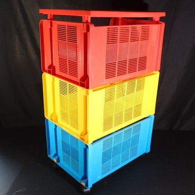 VTG Primary Colors Plastic Stacking Storage Bins Shelf 3 Tier