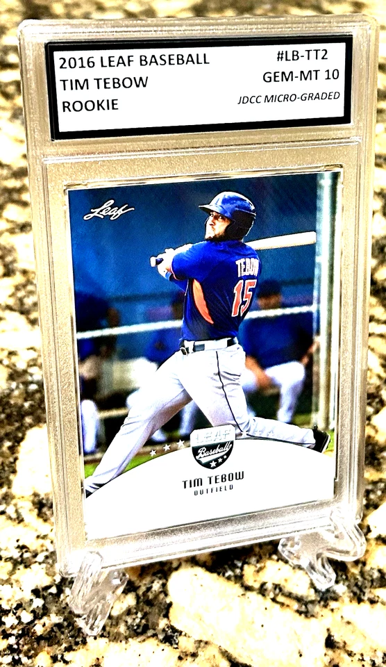 TIM TEBOW 2016 Leaf Baseball Graded GEM-MT 10 ROOKIE CARD #LB-TT2. Coa - Image 3 of 4