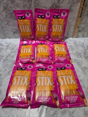 Lot of 9 Tiki Cat Stix Chicken in Creamy Gravy 6 Packs, 54 Total Sticks 6/2027