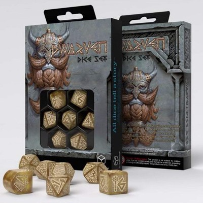 Q-Workshop Dwarven Gold 7 Piece Dice Set NEW
