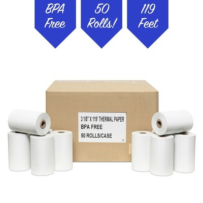 PM Company Perfection POS Black Image Thermal Rolls, 3.125 Inches X 119 Feet
