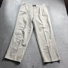 Polo Ralph Lauren Mens Andrew Pant Pleated Khaki Chino Trousers Tan 34x29