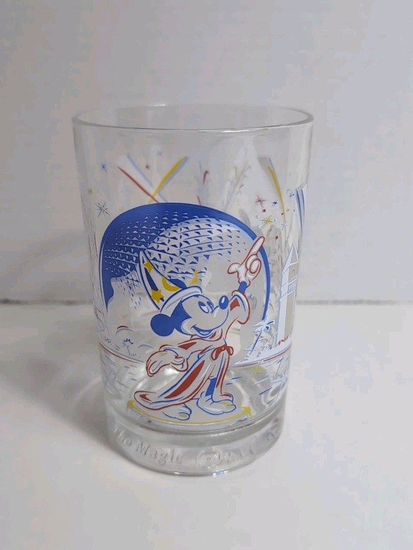 Vintage Walt Disney World 25th Anniversary Sorcerer Mickey McDonald's Glass Cup