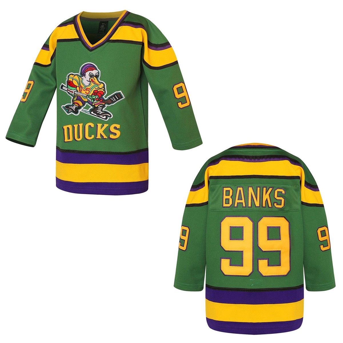 Youth Ducks Jersey 96 Charlie Conway Adam Banks Mighty Duck Shirt