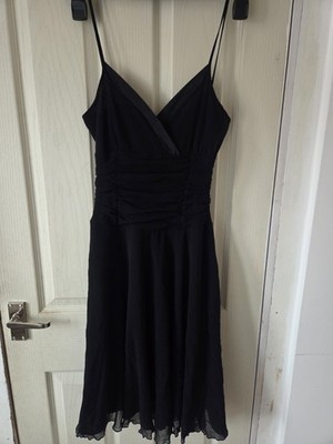 Etam Vintage Y2k Black Evening Midi Ballerina Style Dress, Shear Layer Size 12
