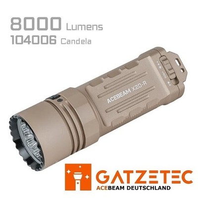 ACEBEAM X20R Desert Hochleistungstaschenlampe mit 6500 Lumen im Set NICHIA 5000K