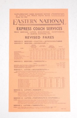 Bus Reisebus Fahrplan Handzettel Eastern National Express Svcs. Aus Bedford 1952 