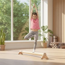 40" Beech Wood Balance Beam Gymnastics Training for Kids & Adults, Flexibilit...