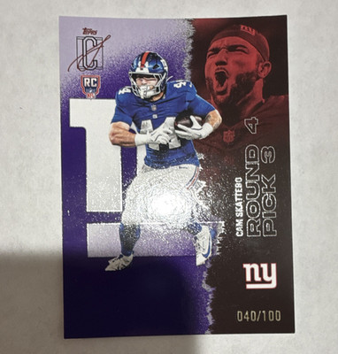 Topps signature Cam Skattebo New York Giants Rookie Pick RC Purple #43 040/100