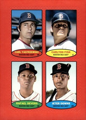 2023 Topps Heritage Yastrzemski / Fisk / Devers / Downs Stamps Red