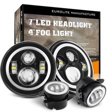 7 Inch Led Haol Headlights 4 Halo Fog Lights Combo For Jeep Wrangle Tj Lj Jk