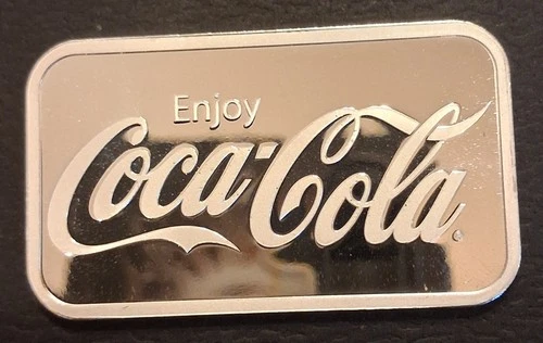 Enjoy Coca-Cola "I'd Like To Buy The World A Coke" 1 Oz 999 Silver Bar Proof, NR