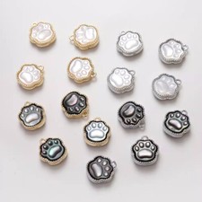 1pcs White Shell Cat Paw Charm,Cat Footprint Pendant,Dog Paw Charm