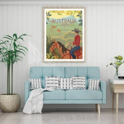 Horse & Cowboy Vector Art Design Print Premium Poster High Quality choose sizes