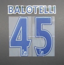 2007 - 2013 OFFICIAL SPORTING ID LEXTRA BALOTELLI 45 PLAYER SIZE NAVY NAMESET