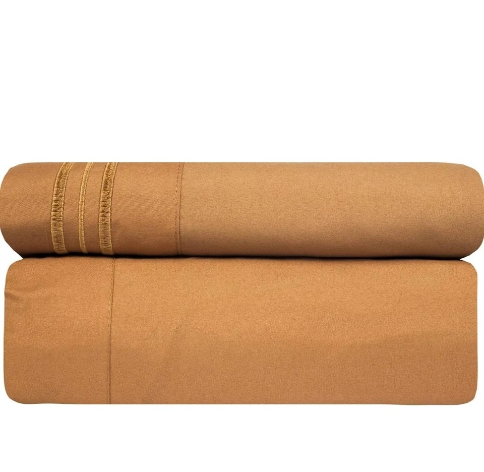 Conjunto de lençóis Homecrest luxo egípcio conforto 6 peças bolsos profundos tamanho completo - Imagem 3 de 4