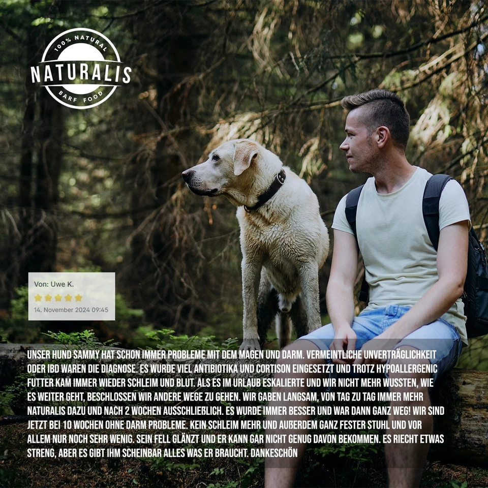 Naturalis 500g Trockenbarf Hund 80% Huhn getreidefrei ohne Zusätze 100%natürlich - Bild 3 von 4