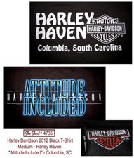 Harley Davidson T-Shirt Medium M 2012 Harley Haven Columbia SC Biker Tee
