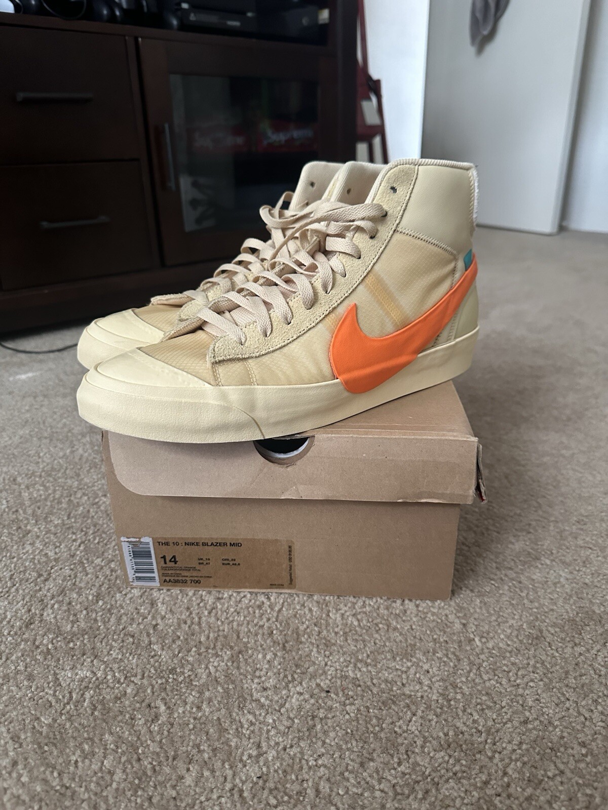 OFF WHITE X NIKE Blazer Nike Off White Mid All Hallows Eve indossato 1 2 volte MOLTO PULITO taglia 14 *U