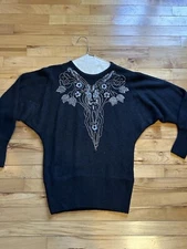 Vintage Women's Sweater 1990 Silk Wool Small Hollywood Glam