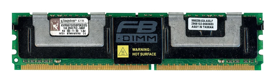 Serveur RAM Module Kingston Kvr667d2d8f5k2/2g DDR2 2GB 667MHz ECC Fully - Photo 2/2