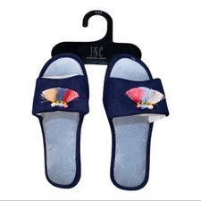INC International Concepts Blue Mini Tassels Slippers Women's Small 5-6 NWT