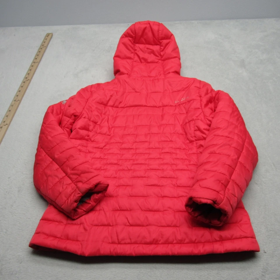 Spyder Jacket Youth Large Fuchsia Edyn Hoody Insulated Snow Zip Quilted Puffer - Image 3 of 4