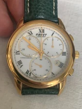 Cadet Chronograph Swiss Made Quartz Eta 251.262 38.5mm Gold Plated Case NEW