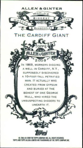 2009 Topps Allen and Ginter Mini World's Biggest Hoaxes #HHB19 The Cardiff Giant - Picture 2 of 2