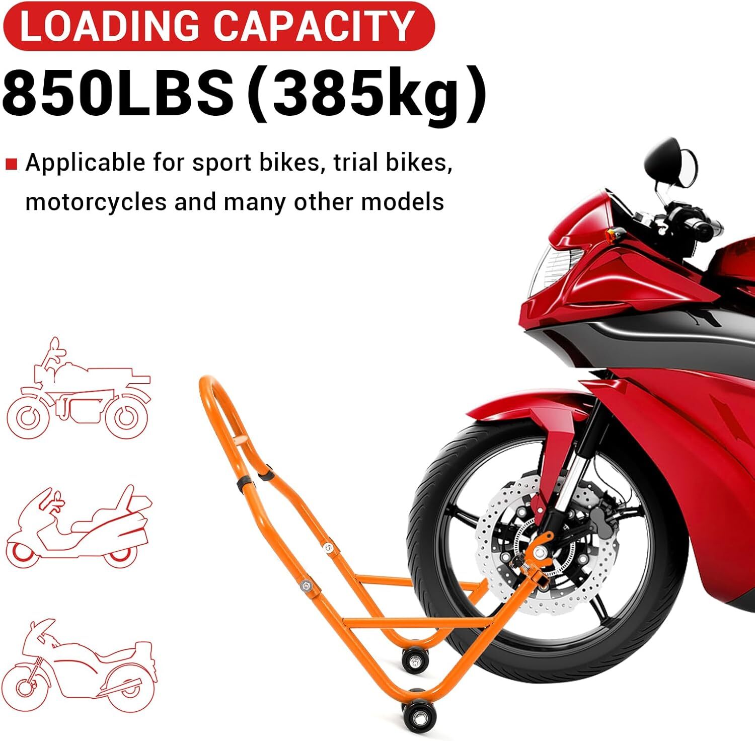 Motorcycle Front & Rear Stand Lift 850 lbs Spoo lift Paddock Swingarm Arm