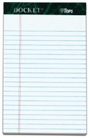 Tops Docket Writing Tablet, 5 X 8 Inches, Perforated, White, Narrow Rule, 50 She Tops Docket Writing Tablet, 5 X 8 Inches, Perforated, White, Narrow Rule, 50 She