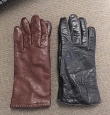 Vintage Grandoe leather gloves Size 7 two pair lot: black  brown