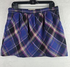 Old Navy Skirt 10 Wool Blend Purple Plaid Mini Line Pocket Zip Preppy Academia