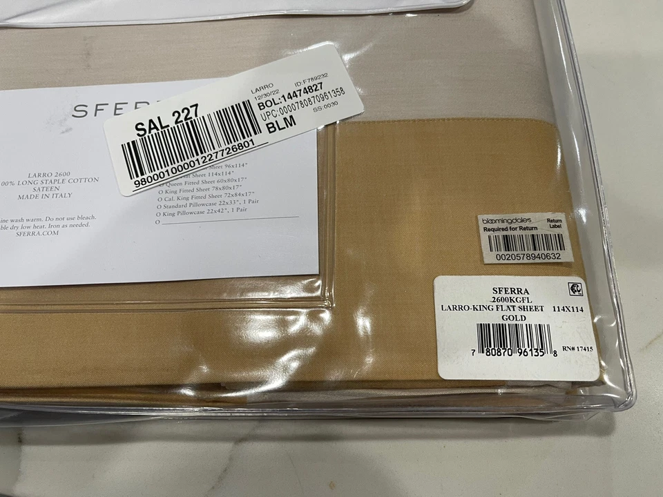 Sábana plana SFERRA 2600 LARRO Queen, dorada, Italia. $490- Nuevo Foto 3 de 4