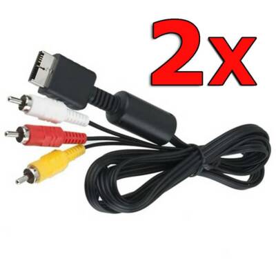 2x TV AV RCA Audio Video Cable for SONY Playstation PS1 PS2